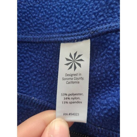 Athleta Full‎ Zip Hoodie Women's 2XS Blue Striped Fleece Lined Polyester Blend - Picture 4 of 7
